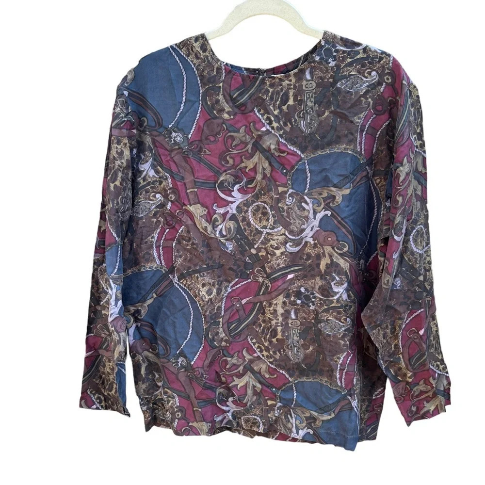 ANNIE ALEXANDER VINTAGE SILK CHAIN LINK BLOUSE